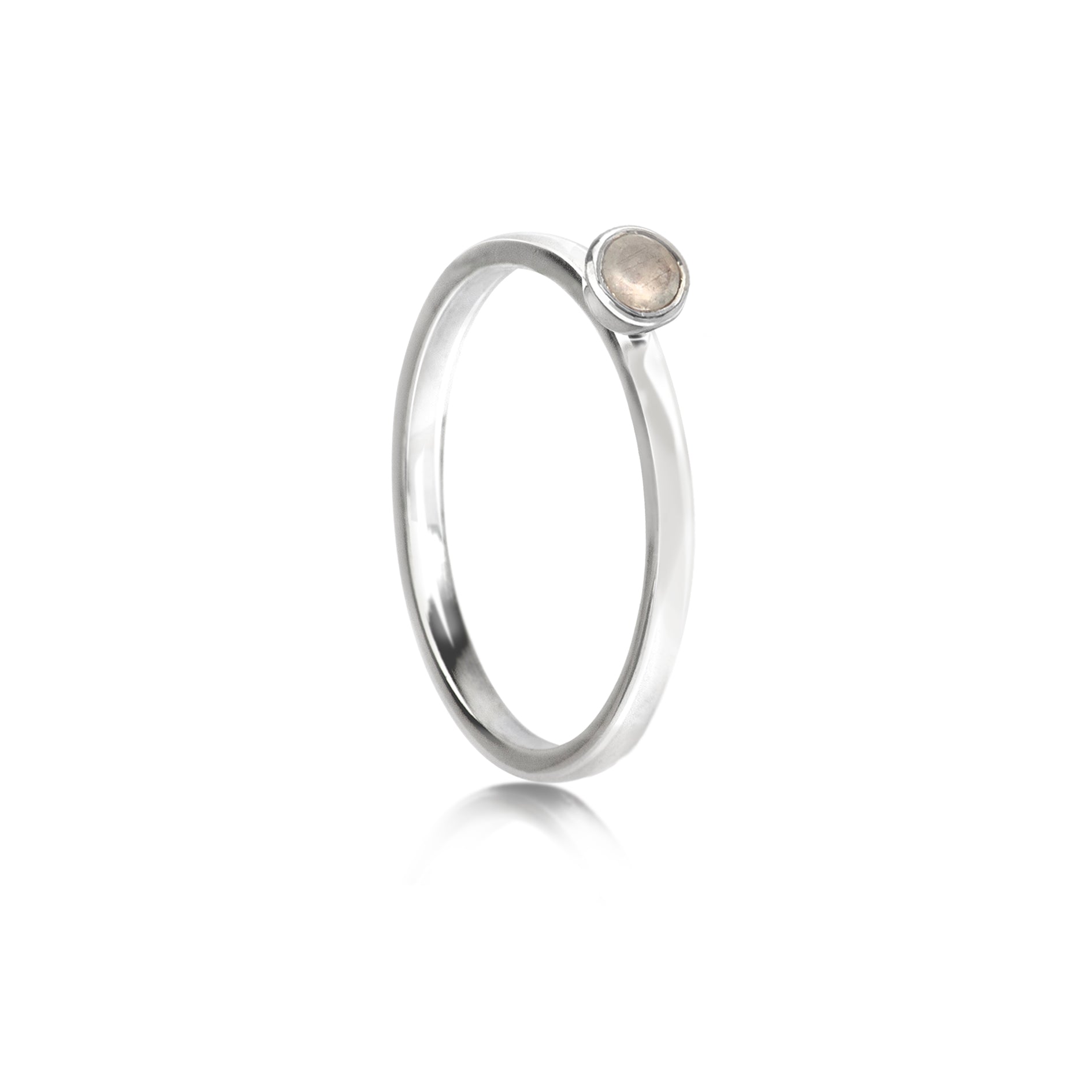 June Birthstone Stackable Ring with Moonstone in Sterling Silver