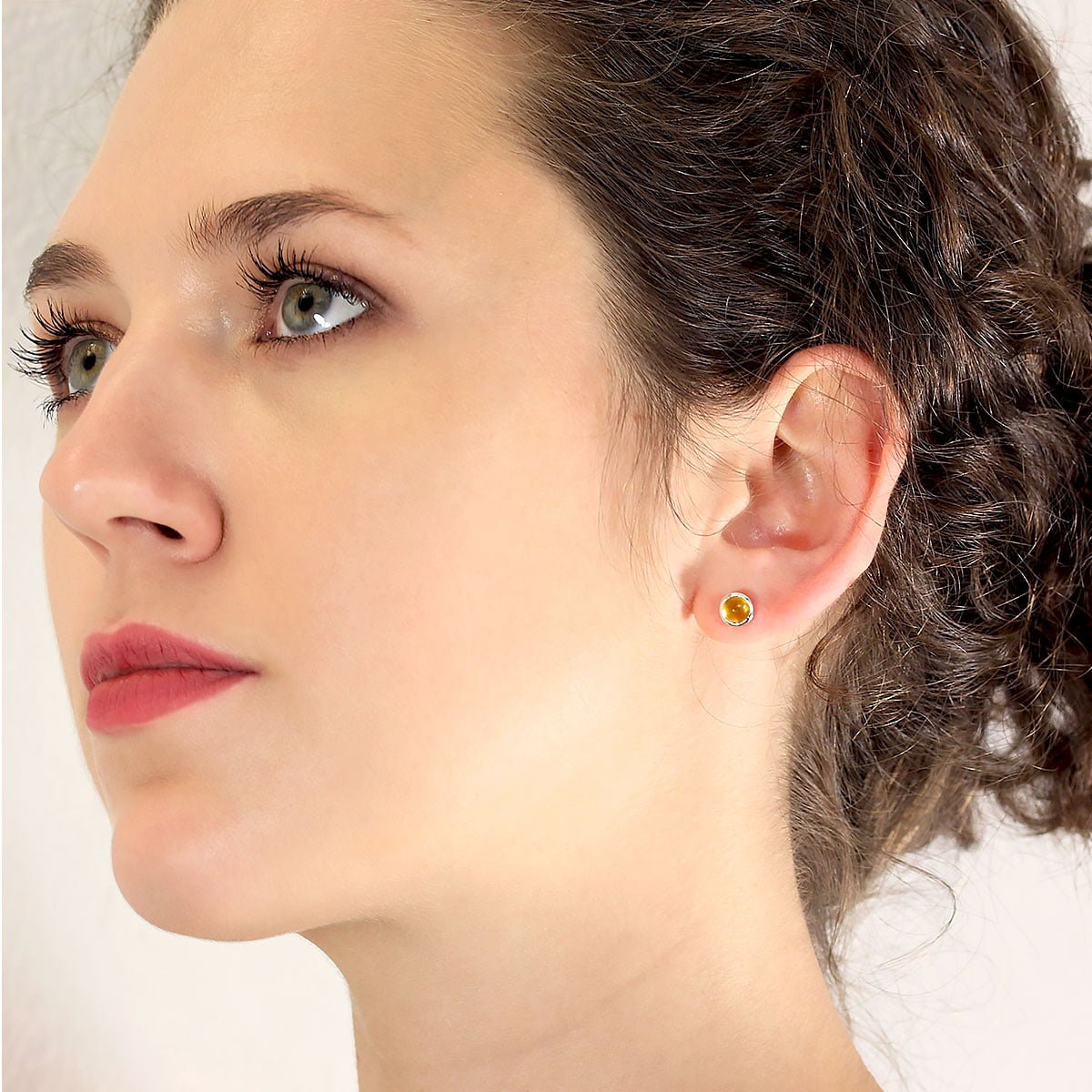 November Birthstone Earrings Studs Citrine in Sterling Silver