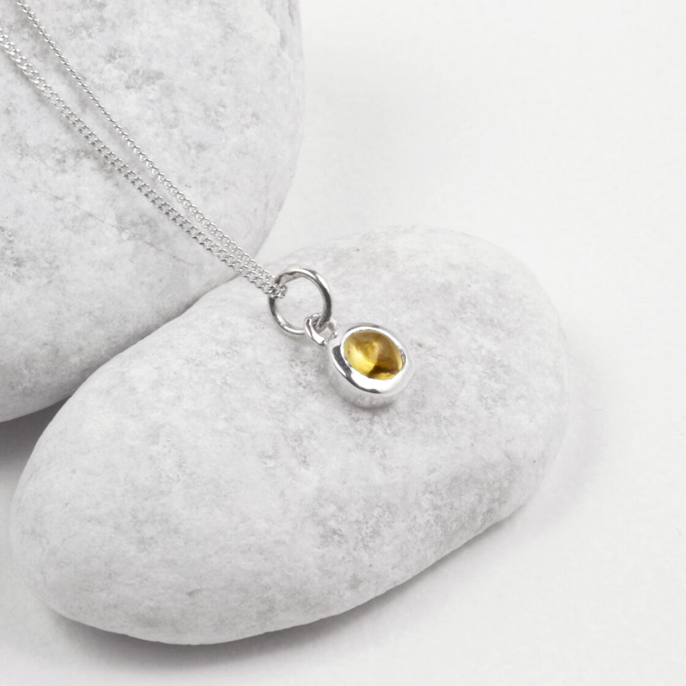 November Birthstone Necklace with Citrine Gemstone Charm in Sterling Silver