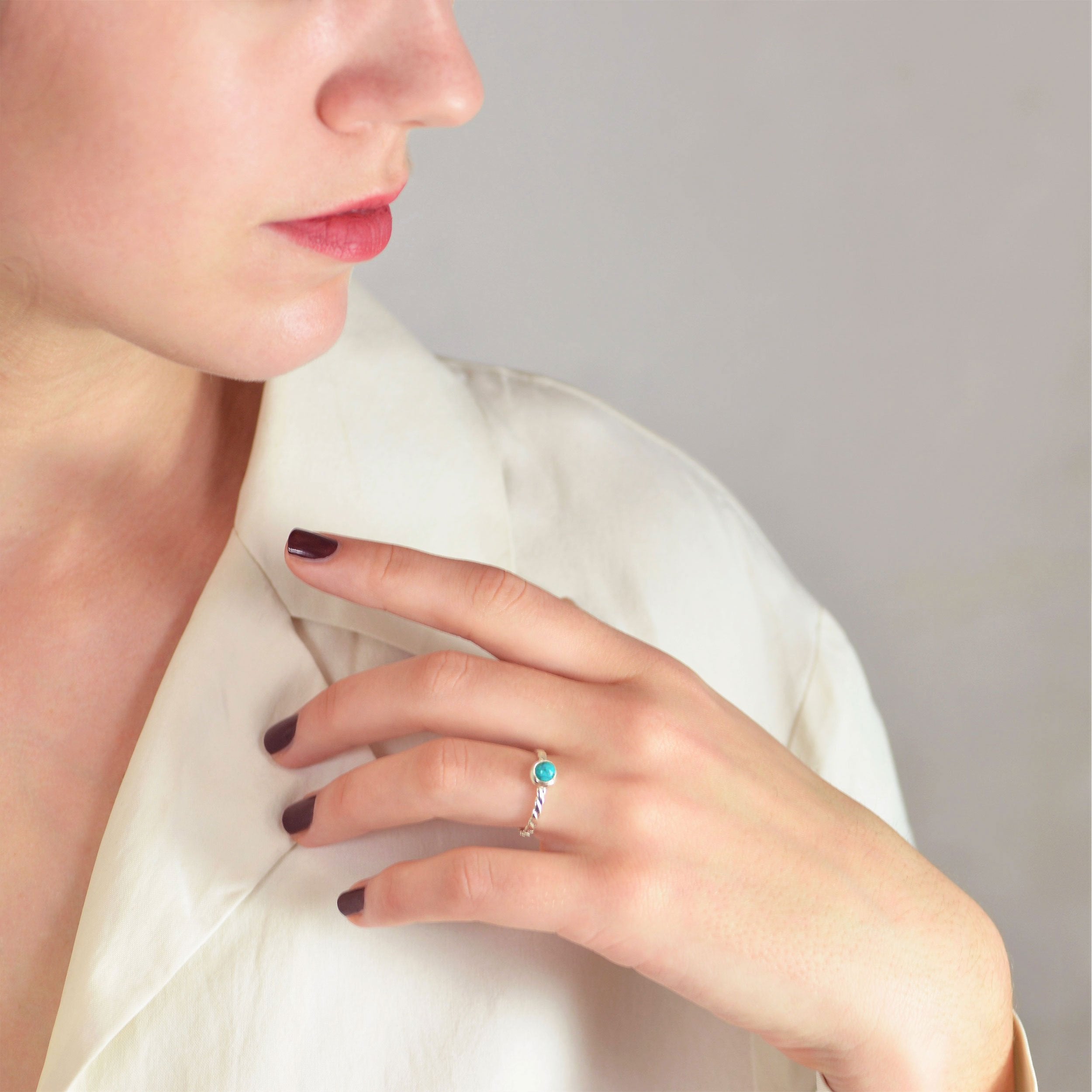 December Birthstone Ring with turquiose in sterling silver