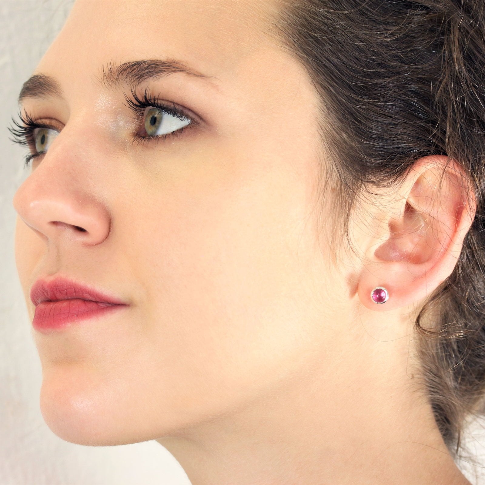 october birthstone earrings with pink tourmaline in sterling silver