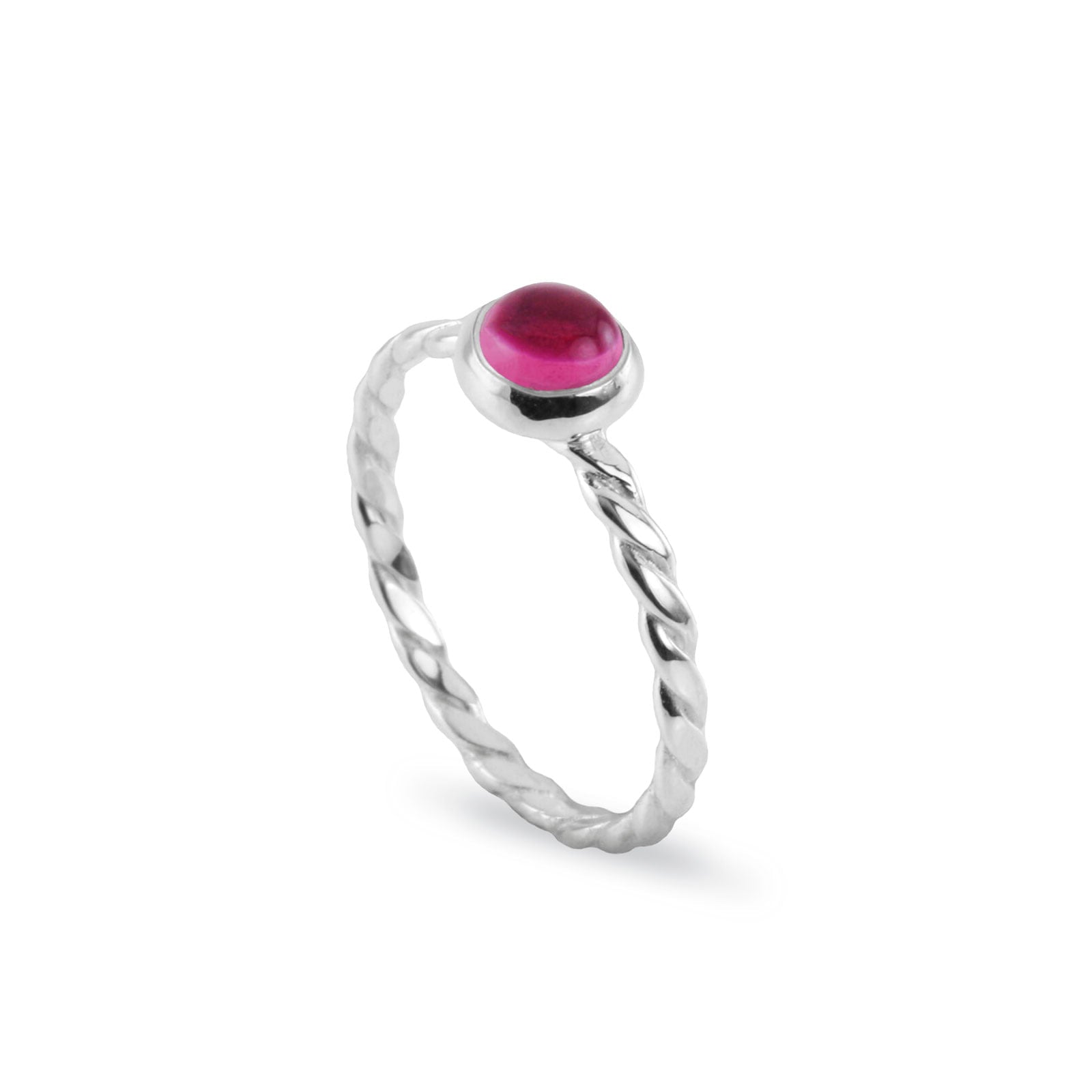 october birthstone ring with pink tourmaline in sterling silver