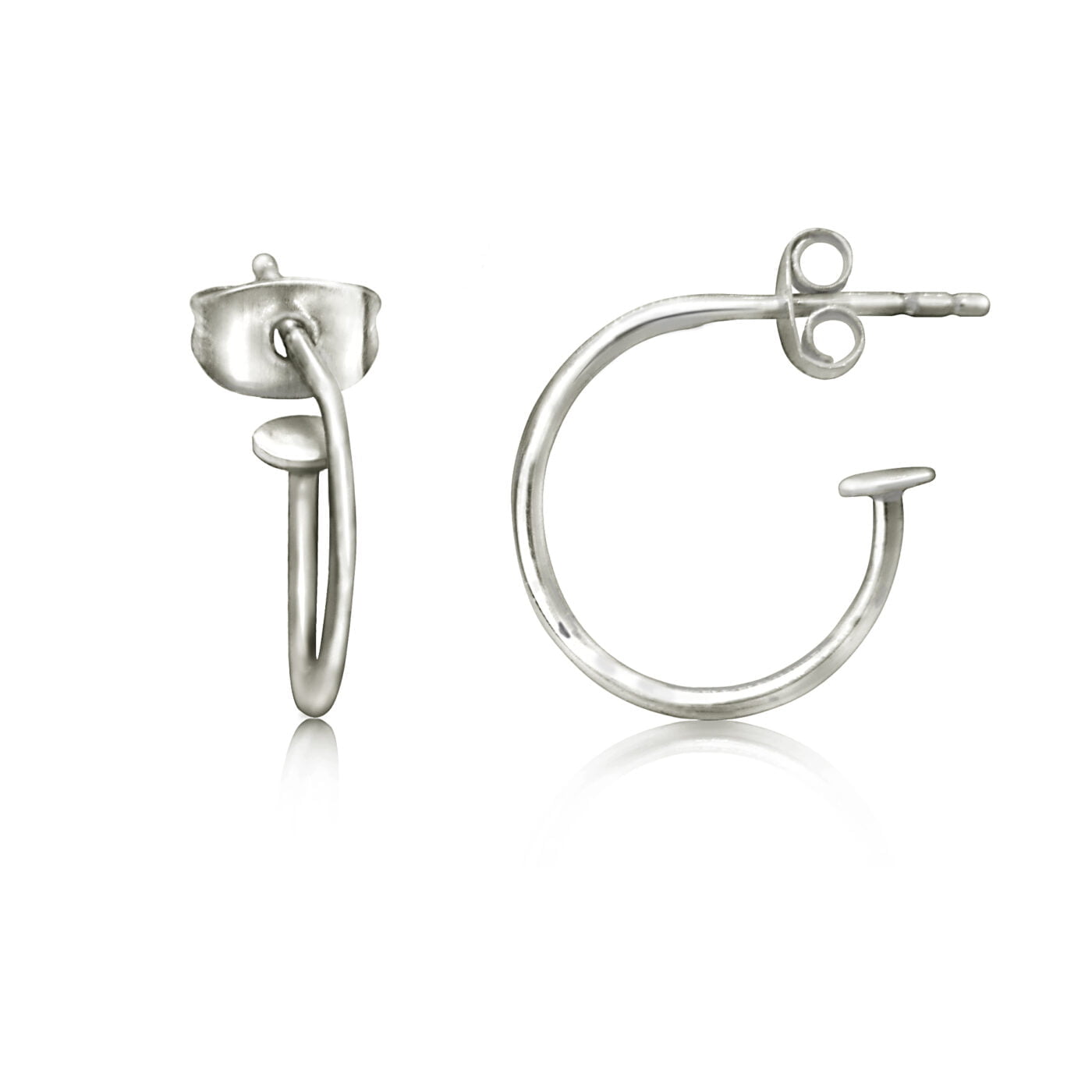 Hoop Earrings with Labradorite Charm in Sterling Silver