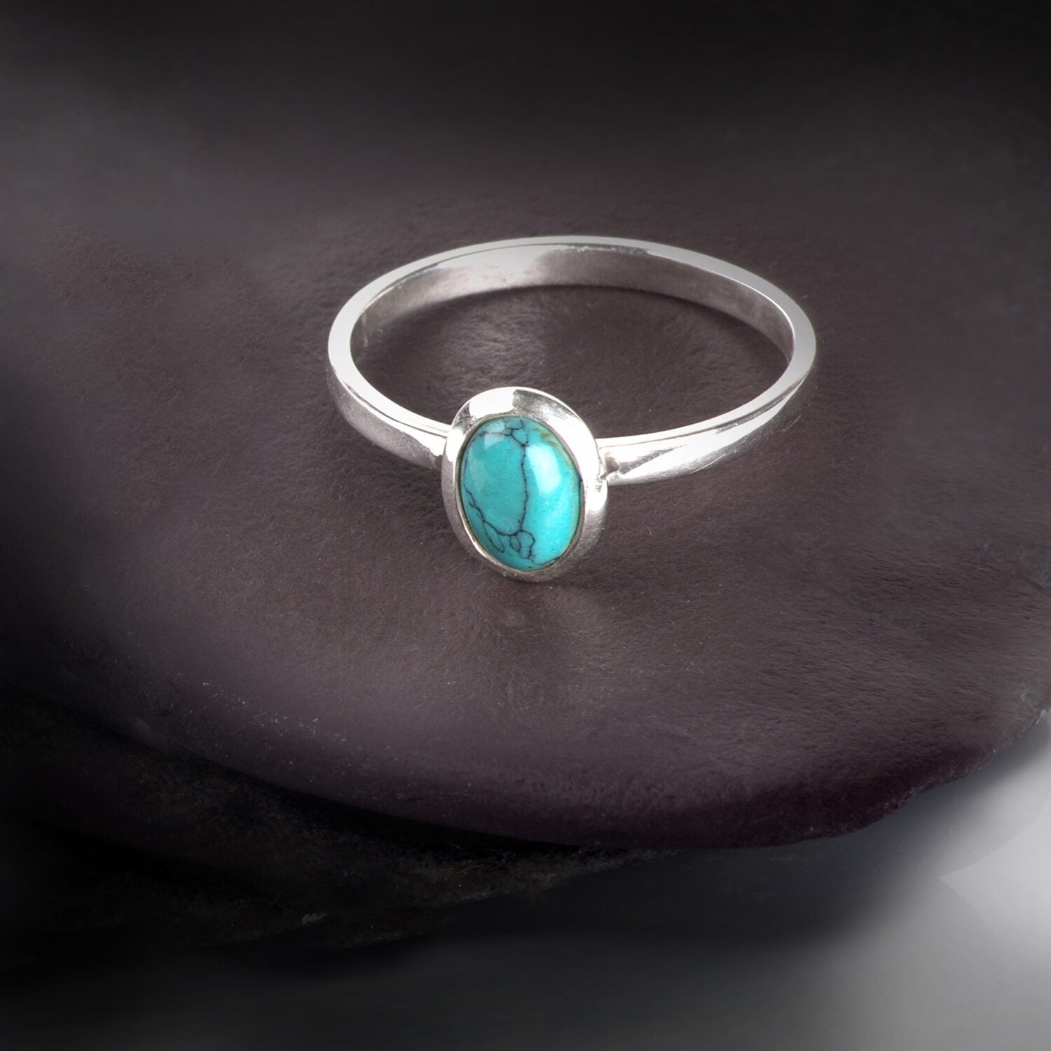 Oval Turquoise Ring in Sterling Silver