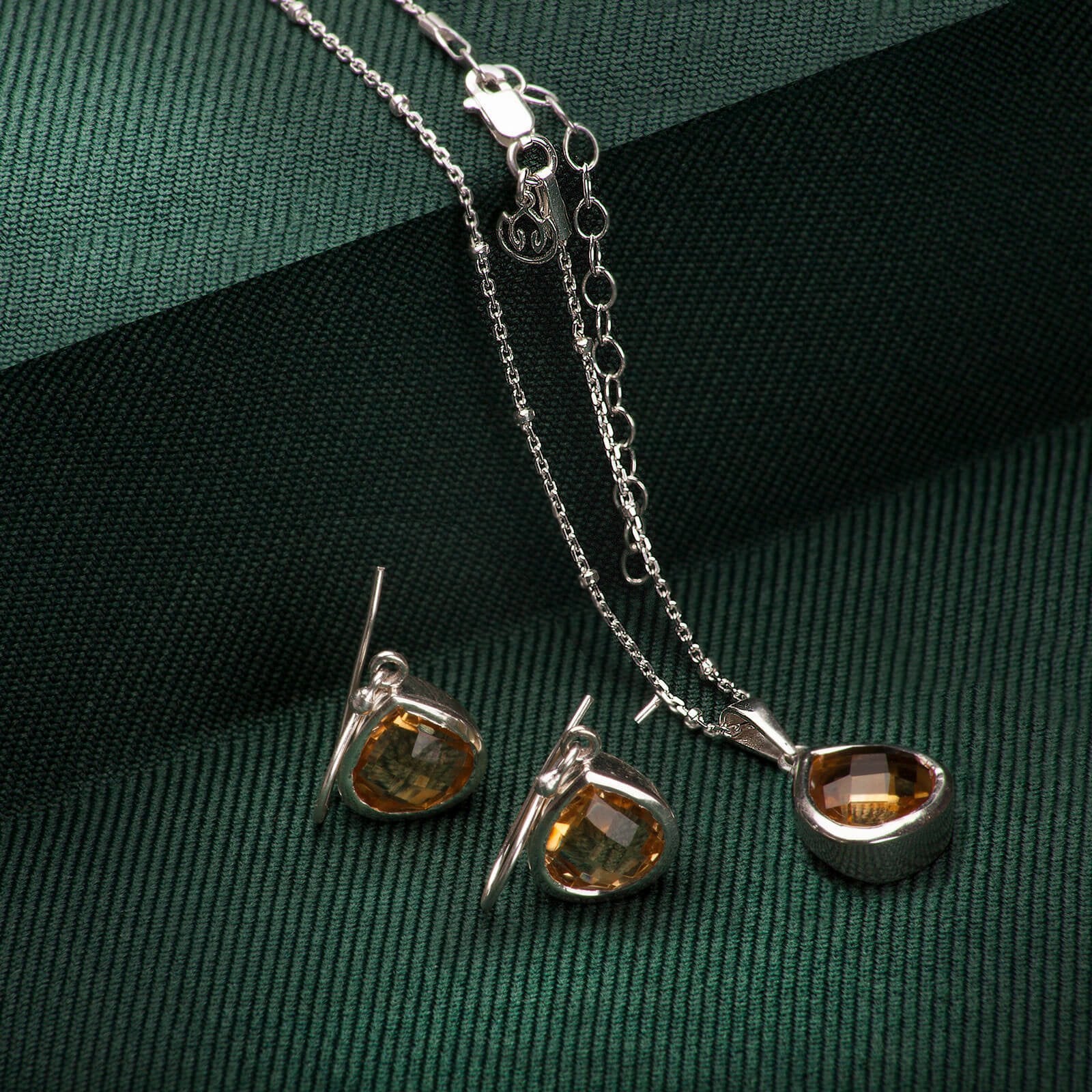 Pear Shaped Citrine Jewellery Set in Sterling Silver