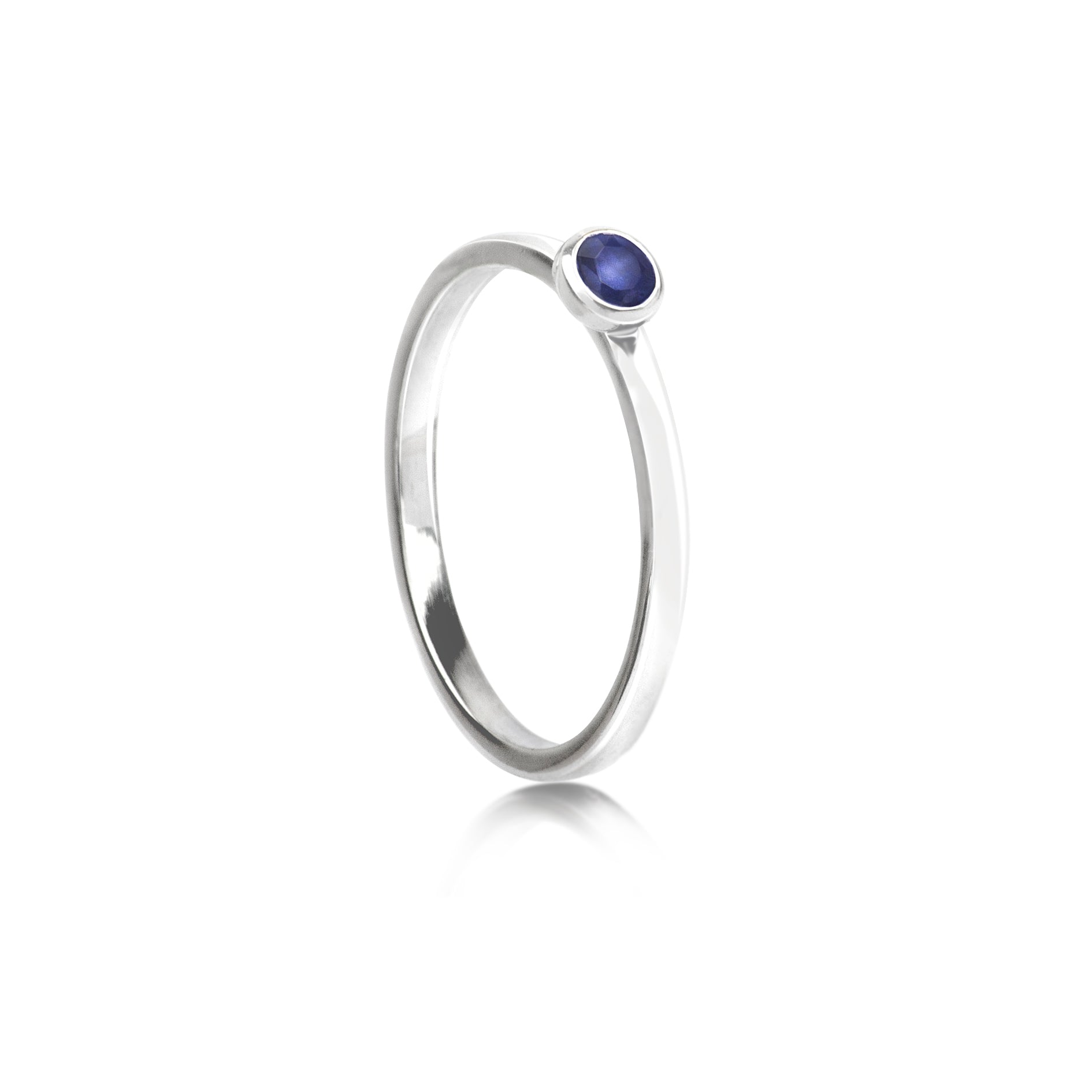 September Birthstone Stackable Ring – Genuine Blue Sapphire in Silver