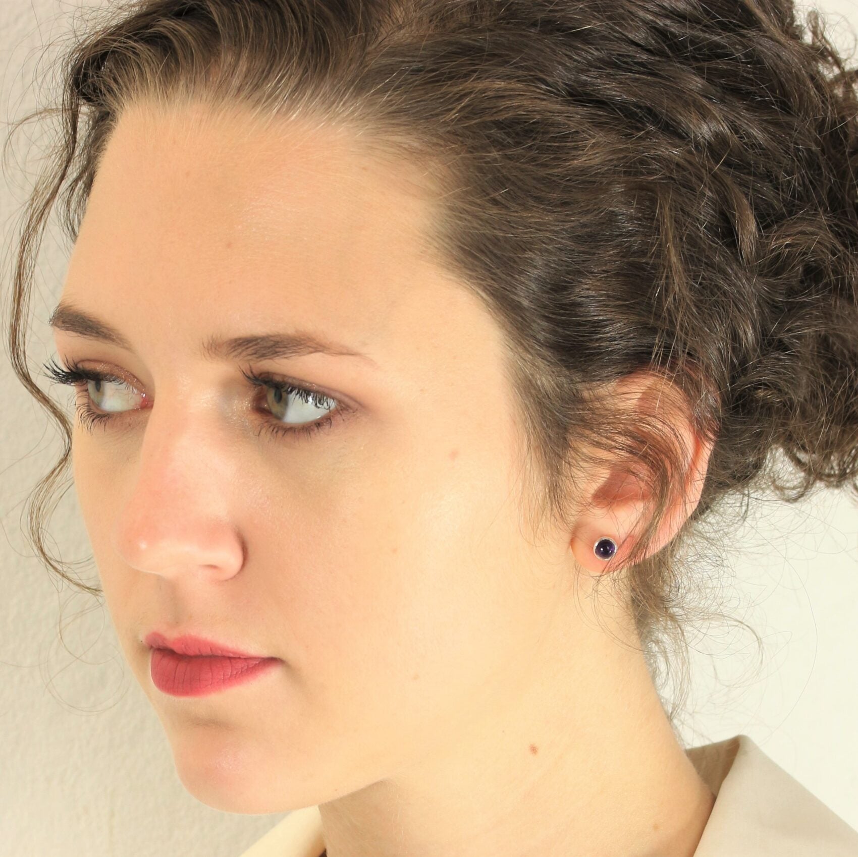 september birthstone earrings studs with blue sapphire and sterling silver