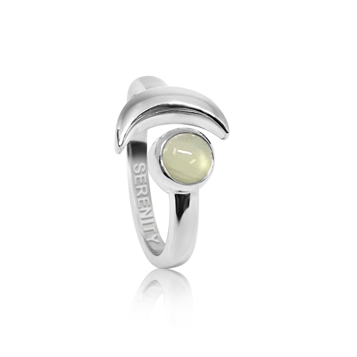 Adjustable March Serenity Birthstone Ring In Sterling Silver-Aqua Chalcedony
