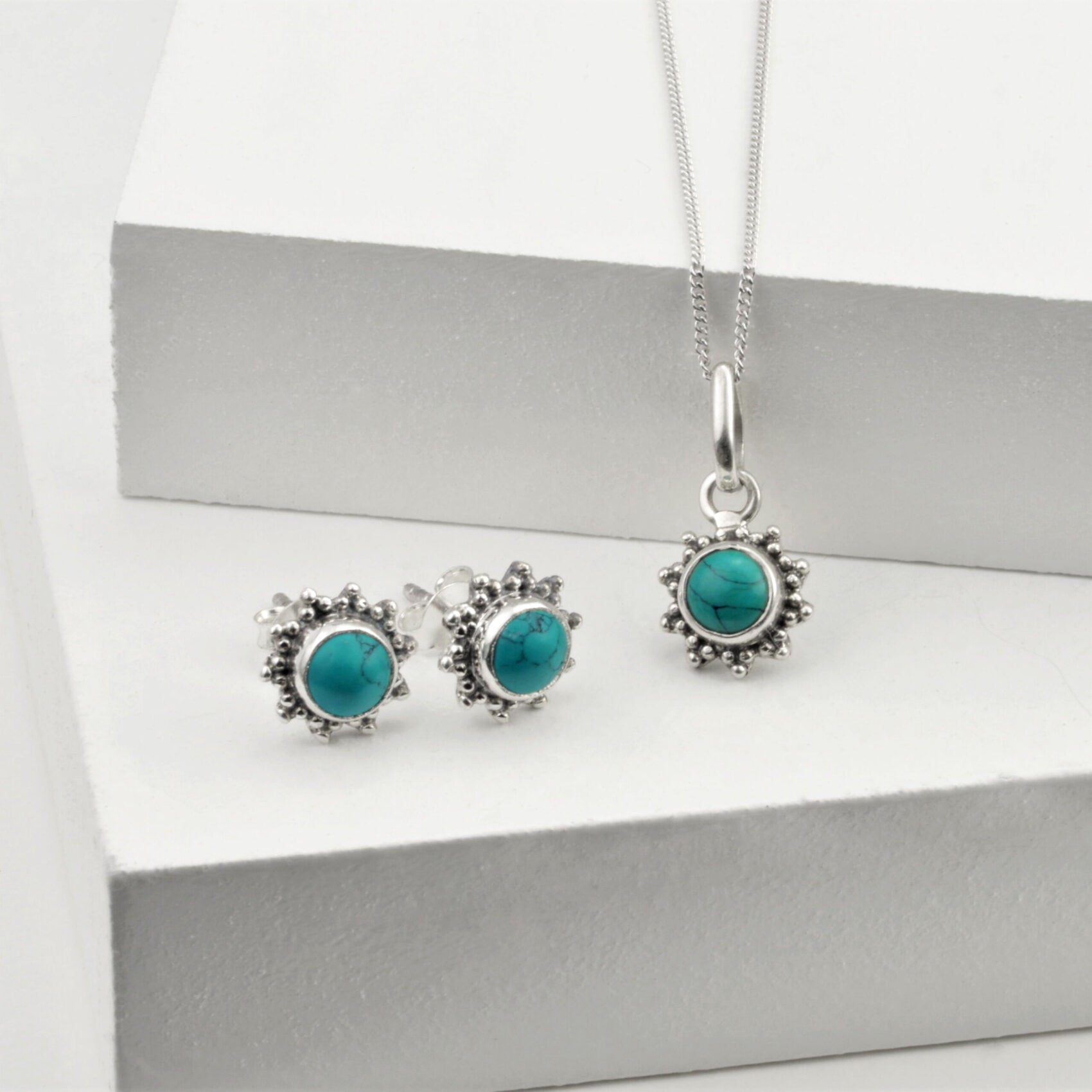Turquoise Star Motif Jewellery set in 925 Sterling Silver