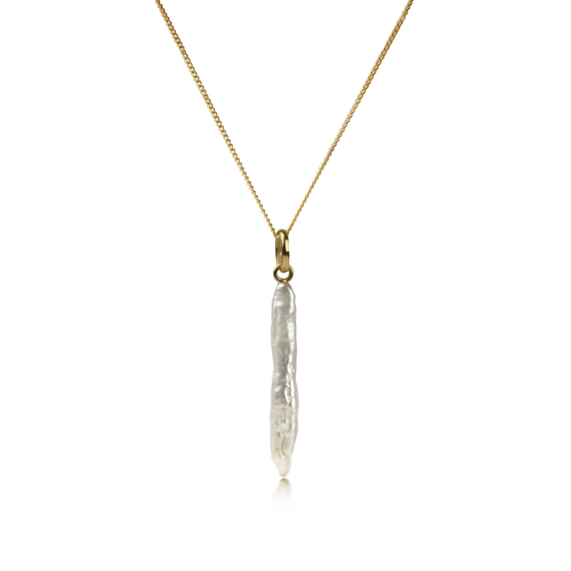 Thin Biwa Pearl Necklace in Gold Vermeil