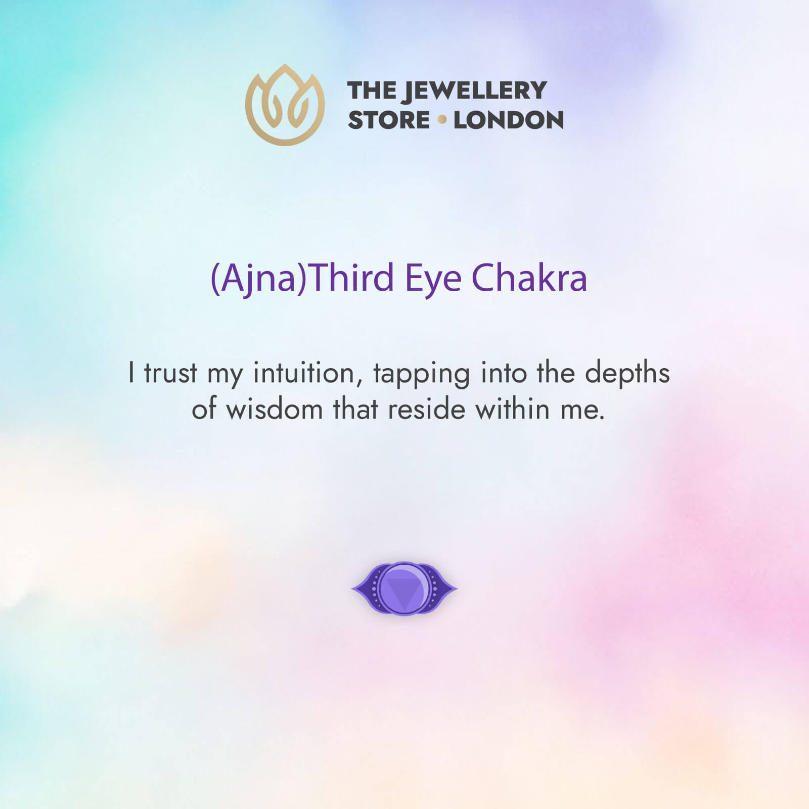 Third Eye Chakra/Ajna Chakra Charm Necklace In Sterling Silver - Amethyst