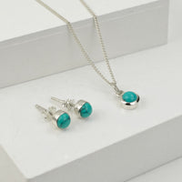 December Birthstone Jewellery Set - Turquoise Studs and Pendant Necklace